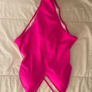 Hot pink one piece bathing suit